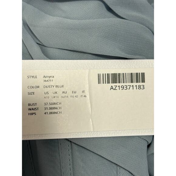 Azazie Amyra A10 Dusty Blue Sheath Off Shoulder Stretch Satin Convertible Dress - Picture 8 of 12